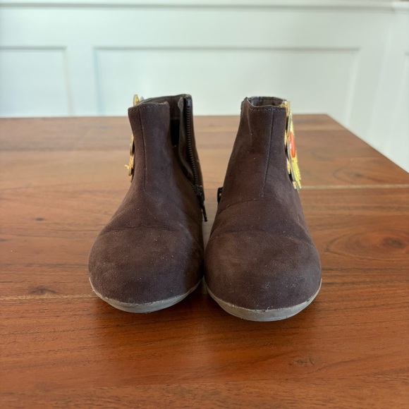 Gymboree Sunflower Smiles Harvest Fall Brown Suede Boots Booties Toddler Size 10 - Picture 3 of 7